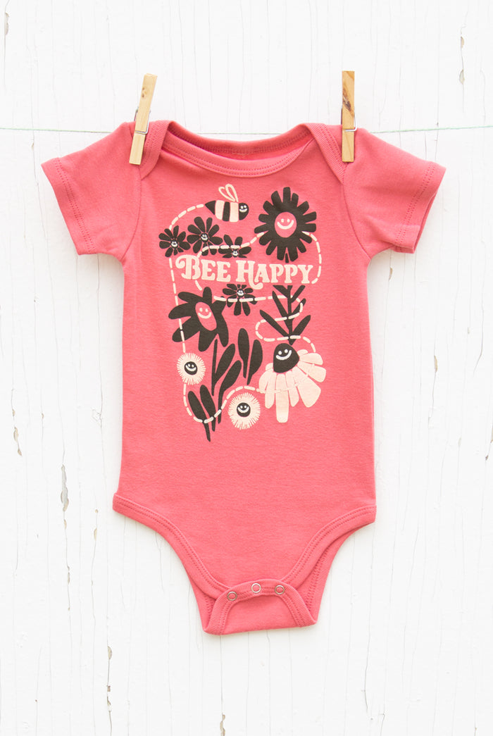 Bee Happy - Coral Infant Onesie
