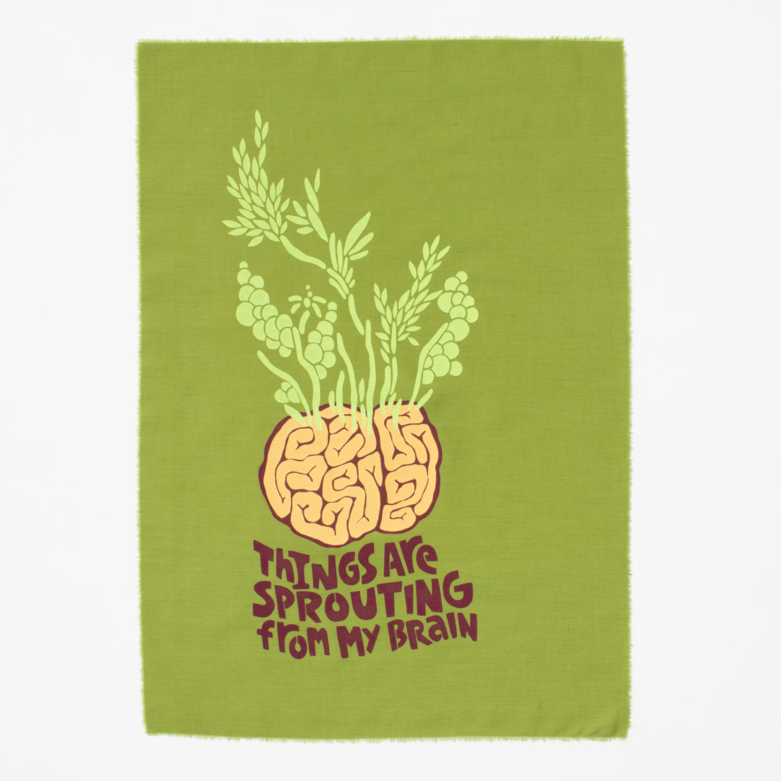 Sprouting Brain - Silk-Screened Art Print on Fabric