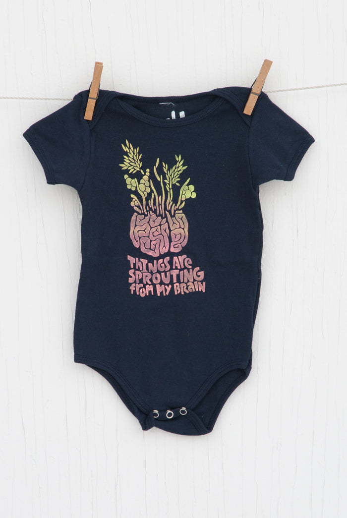 Sprouting Brain - Navy Infant Onesie