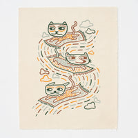Carpet Cats - Silk-Screened Art Print on Fabric