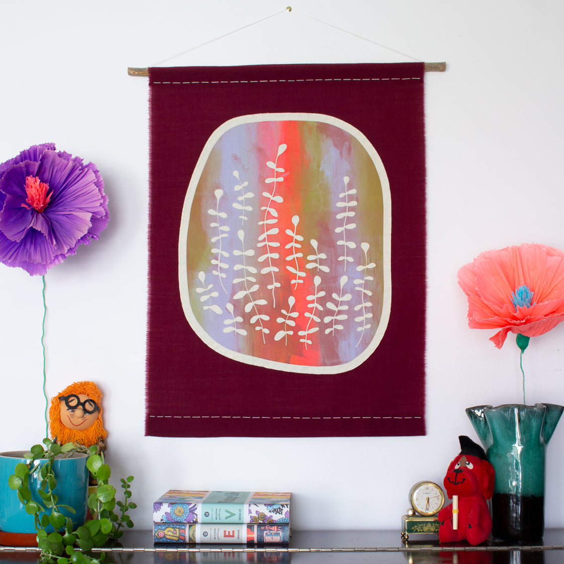 Ink Mix No.1 - Burgundy Fabric Wall Hanging