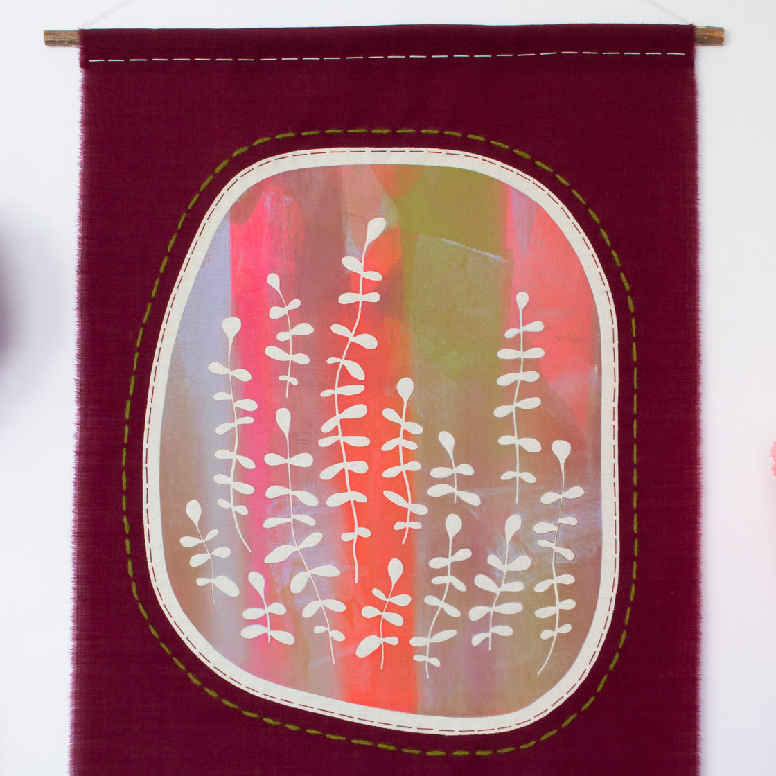 Ink Mix No.1 - Burgundy Fabric Wall Hanging
