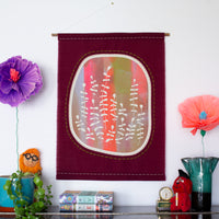 Ink Mix No.1 - Burgundy Fabric Wall Hanging