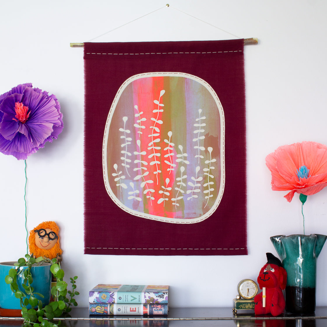 Ink Mix No.1 - Burgundy Fabric Wall Hanging