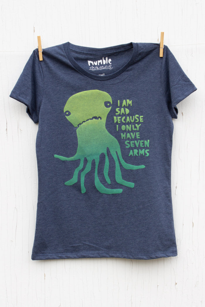 Sad Seven Armed Octopus - Dusk Blue Women's T-shirt
