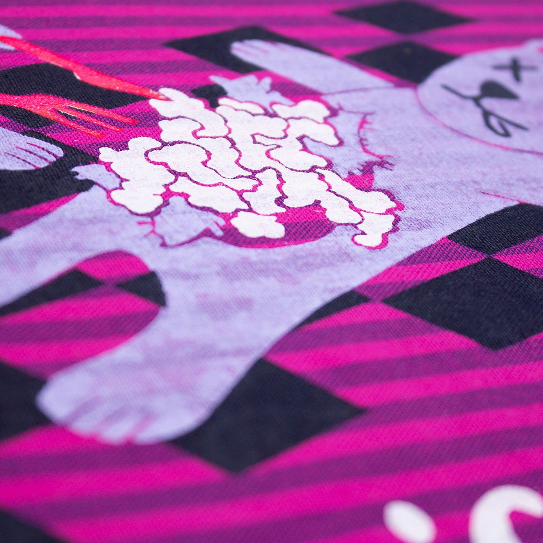 Cannibal Teddy Bear - Silk-Screened Art Print on Fabric