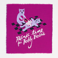 Cannibal Teddy Bear - Silk-Screened Art Print on Fabric