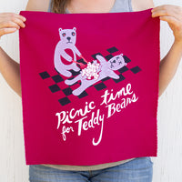 Cannibal Teddy Bear - Silk-Screened Art Print on Fabric