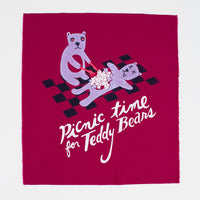 Cannibal Teddy Bear - Silk-Screened Art Print on Fabric