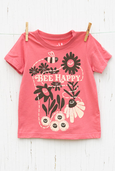 Bee Happy - Coral Kid's T-shirt