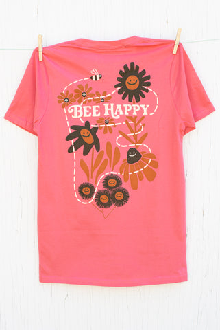 Bee Happy - Coral Men's T-shirt