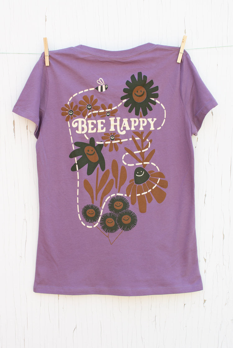 Bee Happy - Lilac Women's T-shirt – Mumble Tease