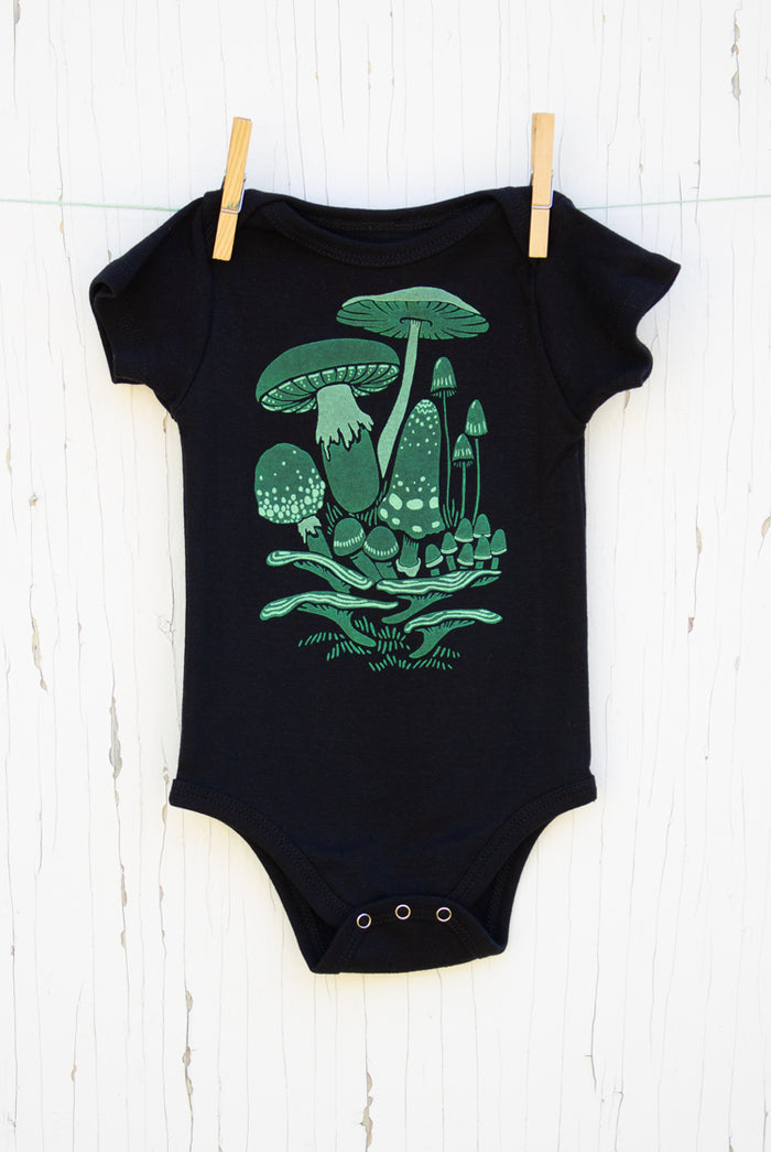 Mushrooms - Black Infant Onesie