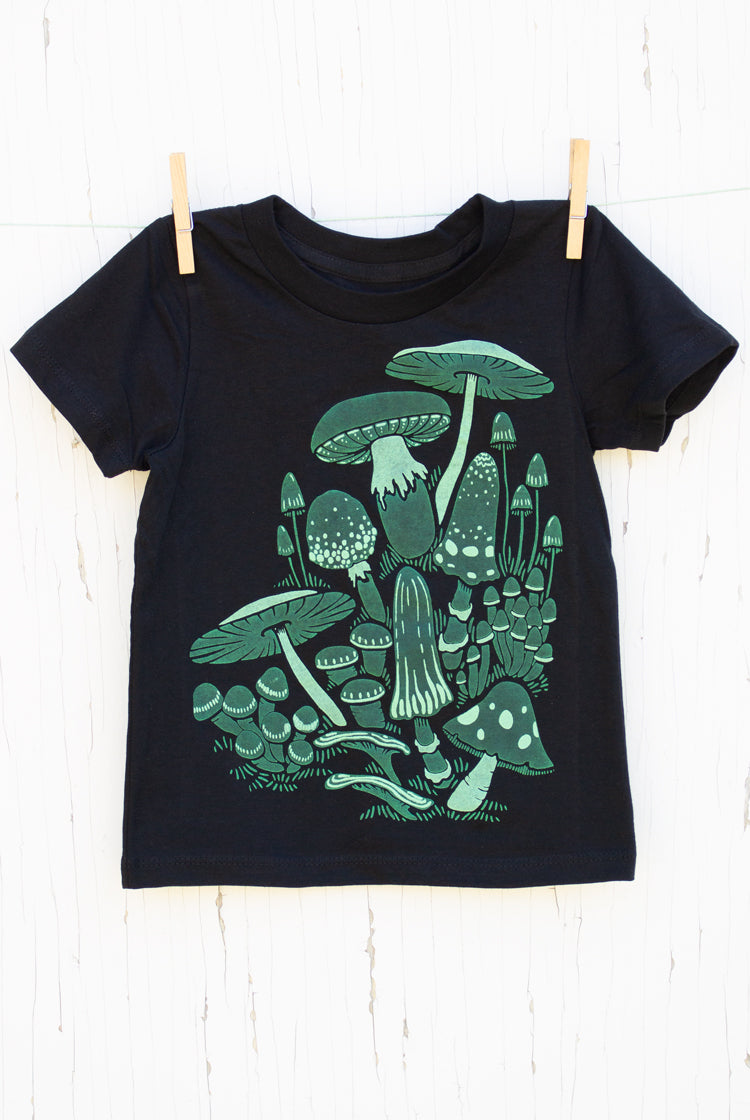 Mushrooms - Black Kid's T-shirt