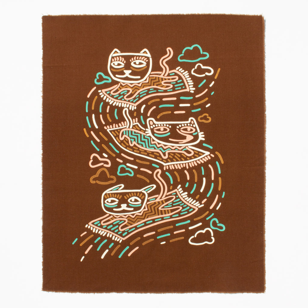 Carpet Cats - Silk-Screened Art Print on Fabric