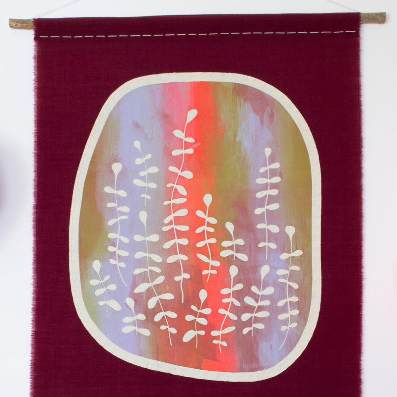 Ink Mix No.1 - Burgundy Fabric Wall Hanging