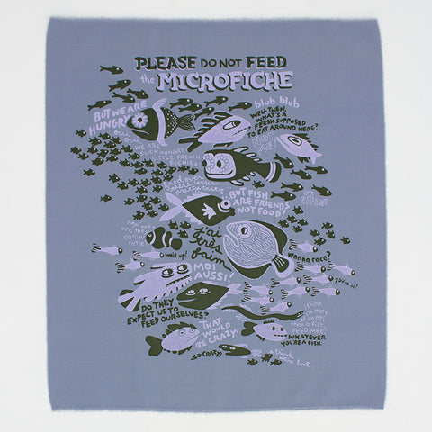 Please Do Not Feed the Microfiche - Silk-Screened Art Print on Fabric
