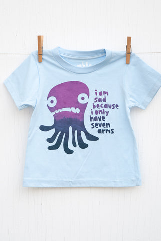 Sad Seven Armed Octopus - Dusk Blue Women's T-shirt