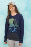 Sad Seven Armed Octopus - Blue Denim Unisex Fleece Pullover