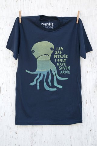 Sad Seven Armed Octopus - Navy Men's T-shirt
