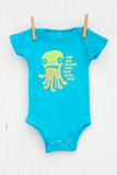 Sad Seven Armed Octopus - Bright Blue Infant Onesie