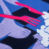 Cannibal Teddy Bear - Silk-Screened Art Print on Fabric