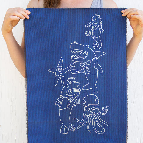 Underwater Tea Party - Silk-Screened Art Print on Fabric