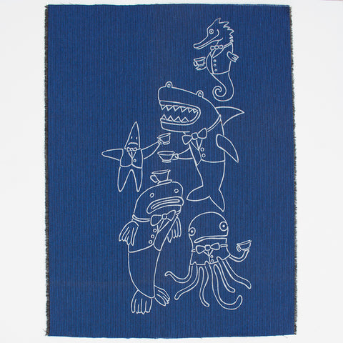 Underwater Tea Party - Silk-Screened Art Print on Fabric